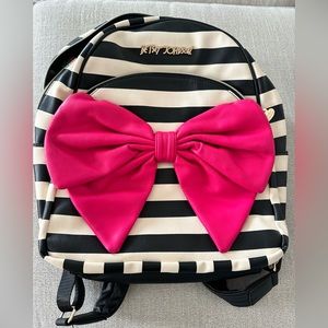 Betsy Johnson Rare HTF Large Pink GLAM Bow Backpack